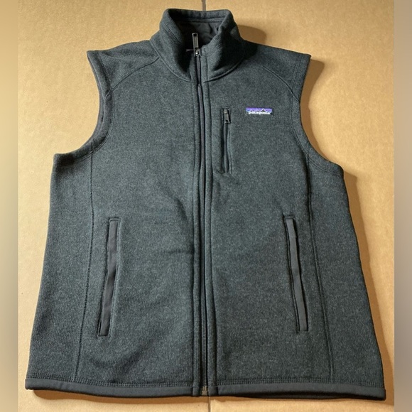 Y2K 90s, Vintage Patagonia” Men's Charcoal black retro pile zip Vest size S - Picture 2 of 5